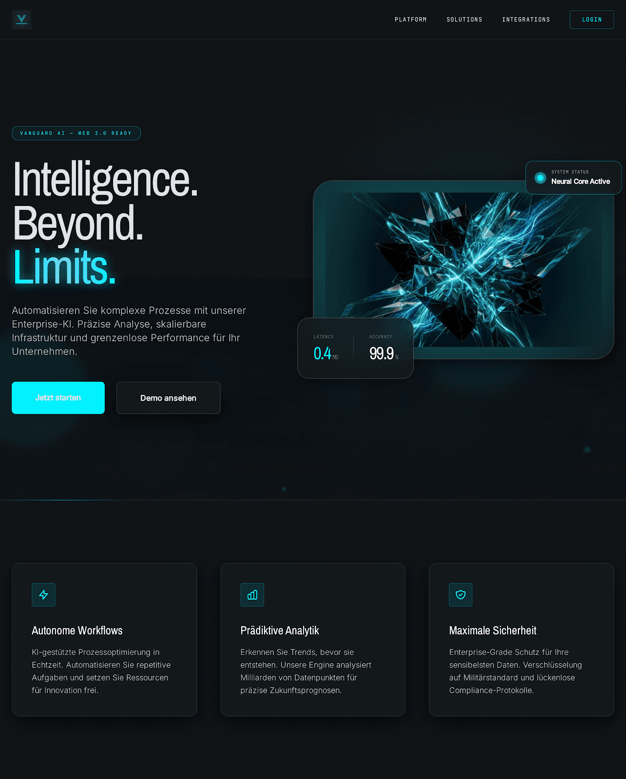 Startup-Landingpage und SaaS-Website, entwickelt von Avero Studio